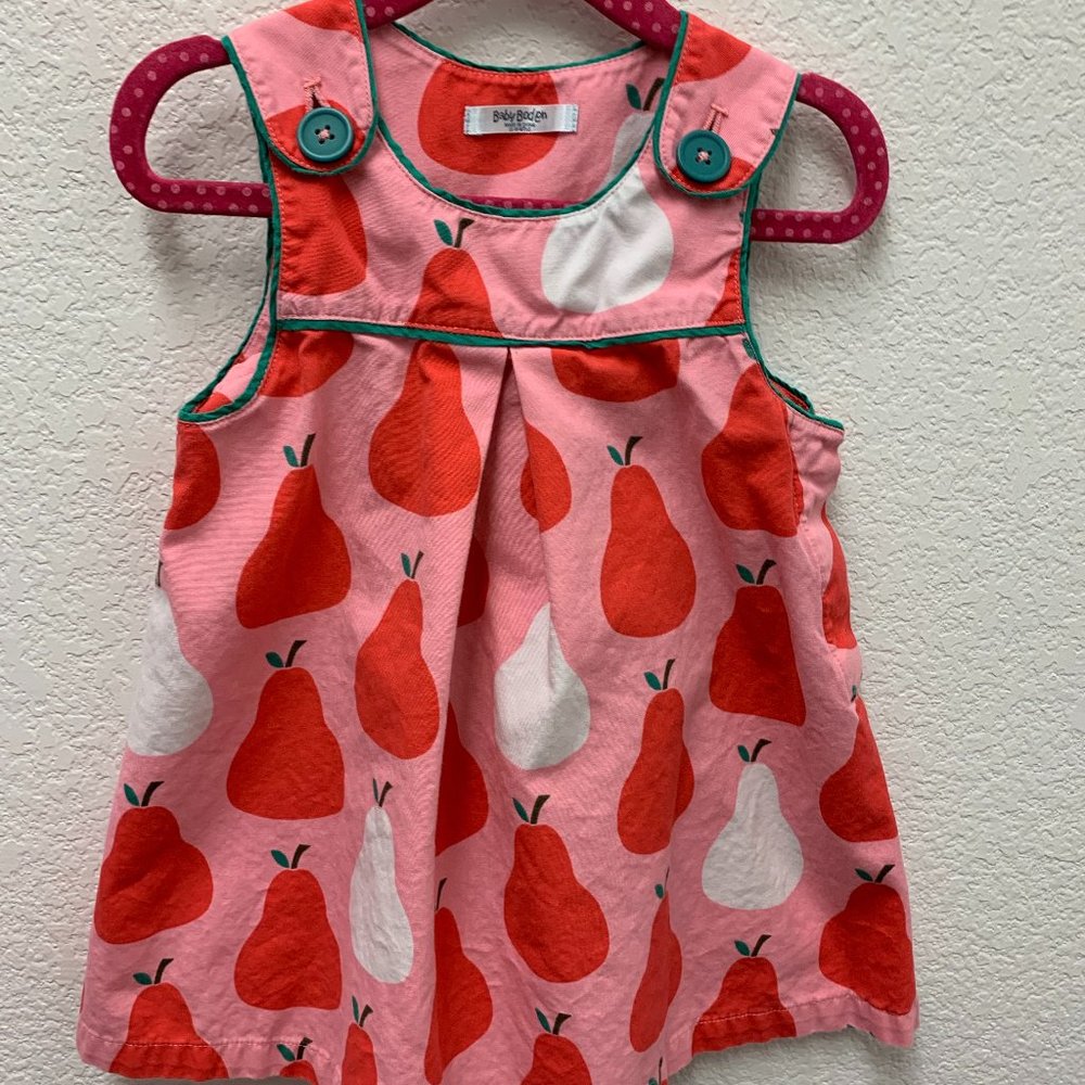 Boden pink pear pinafore dress 12-18